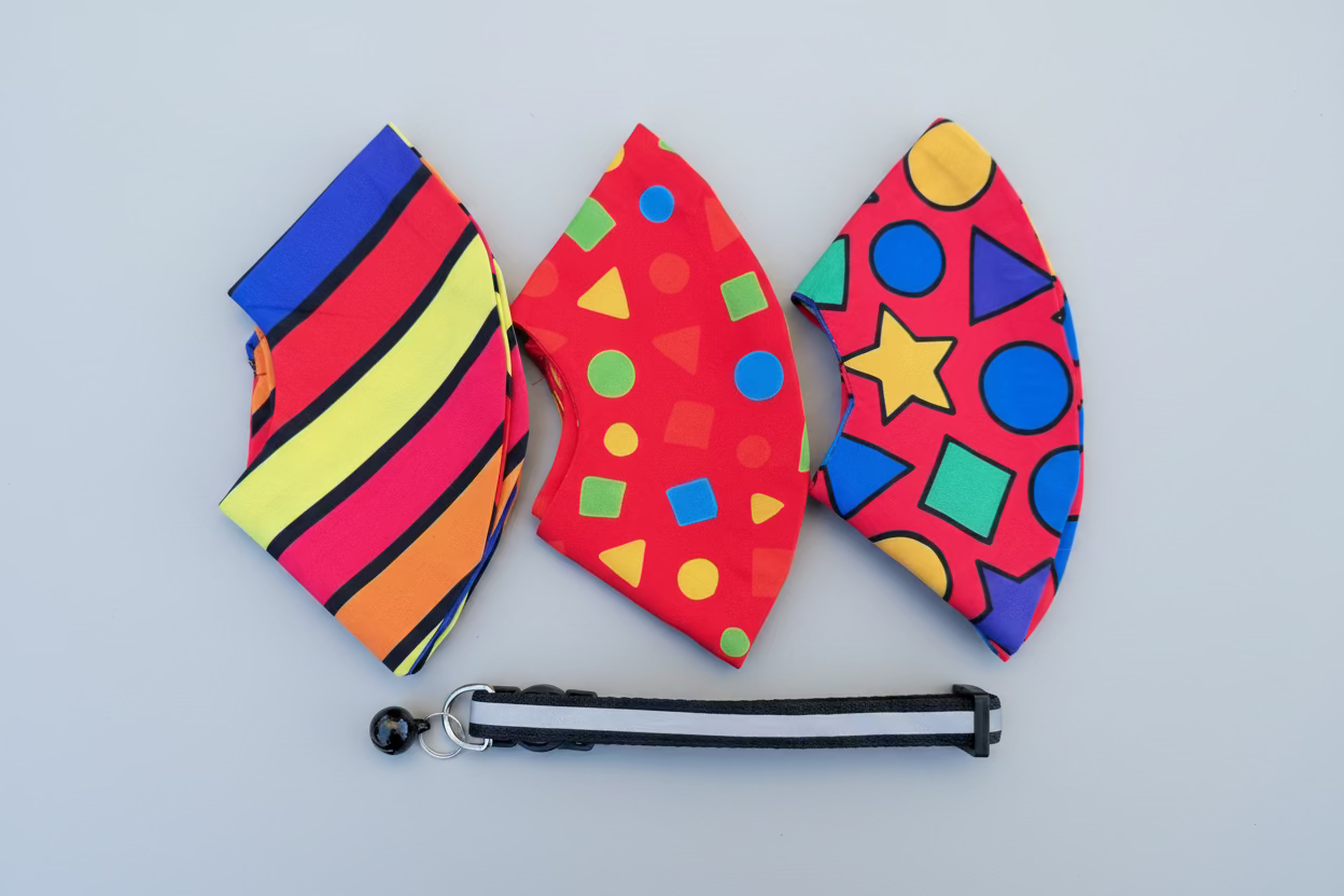 3 Set Bright Cats Collar Covers + FREE Collar