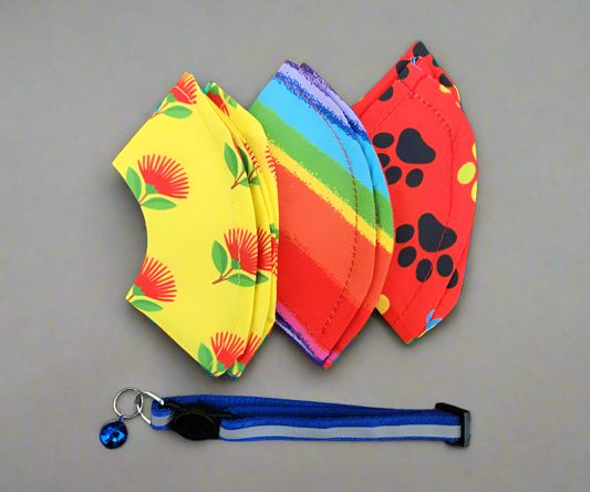 3 Set Bright Cats Collar Covers + FREE Collar
